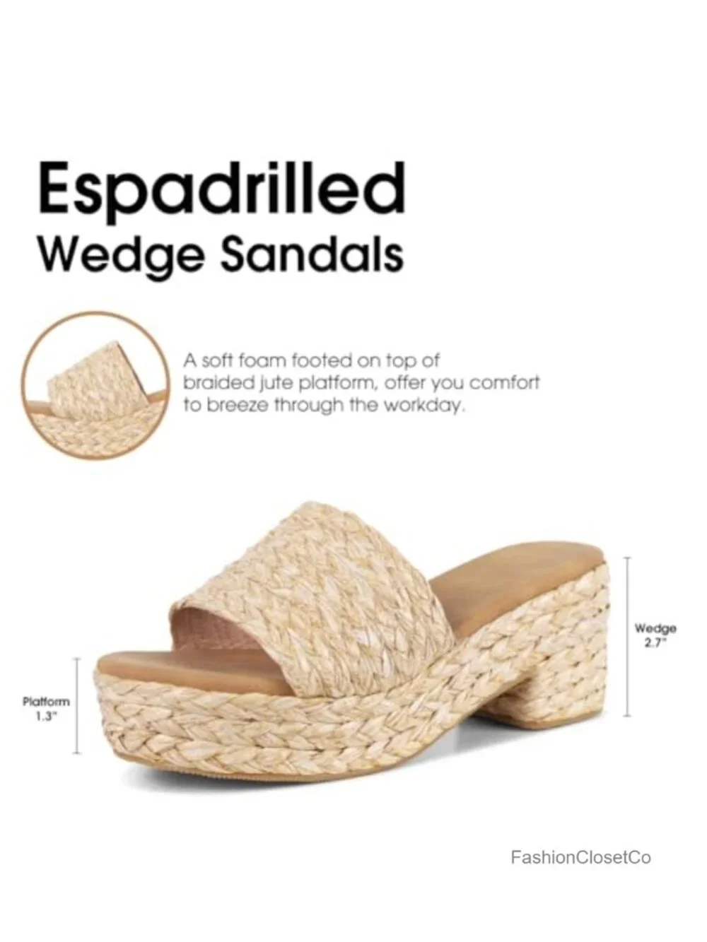 Women's Espadrilles Platform Wedges Slides Sandals Open Toe Fashion Summer